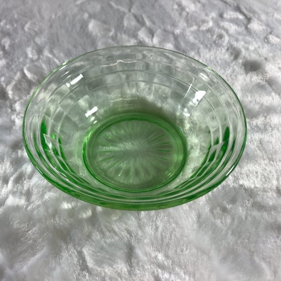 Vintage Vaseline Glass Dessert Bowl Block Optic #23 - Picture 7 of 9